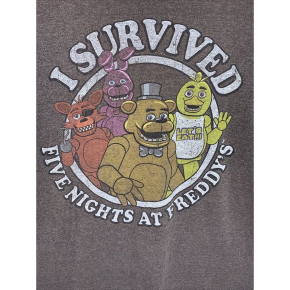 Five Nights At Freddy’s Distressed Graphic Brown T Shirt Boys Large 10/12-11852 - Picture 2 of 11